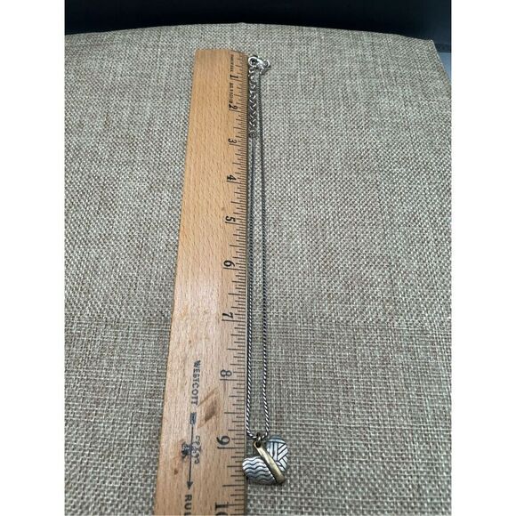 Brighton Acoma Two-Tone Reversible Line Detail Petite Heart Pendant Necklace - Picture 5 of 6